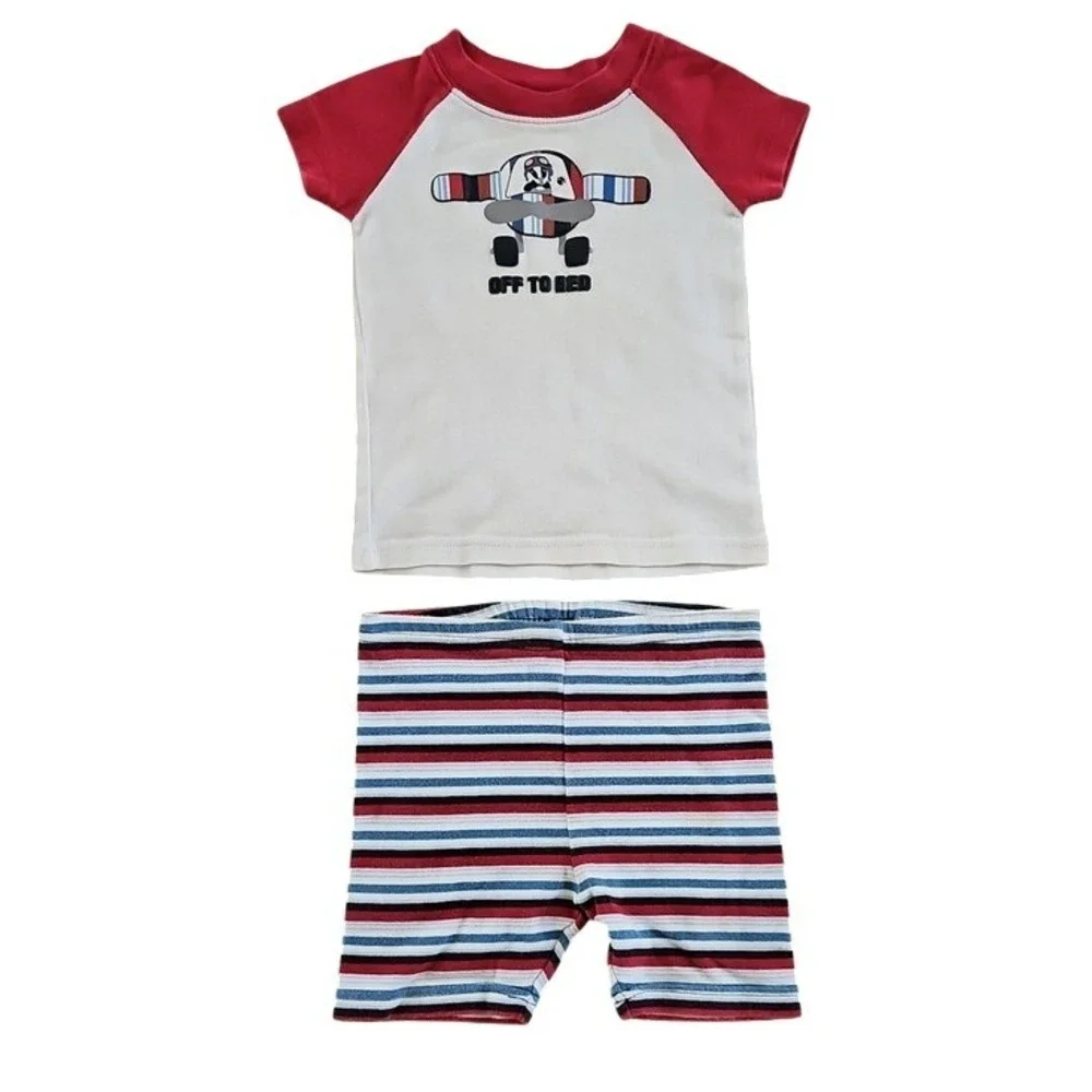 Gymboree Toddler Boy 2T Pajama Set Red White Blue Airplane Off To Bed 2pc Cotton